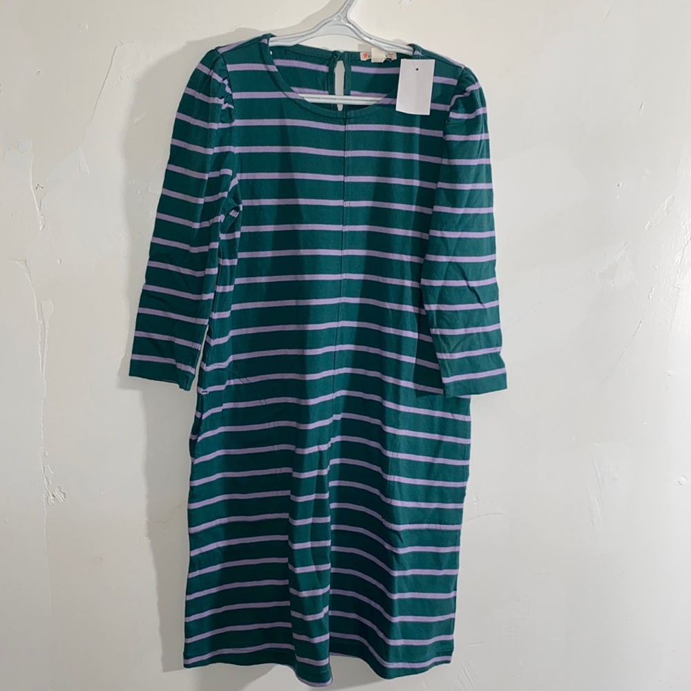 Green and purple stripes crewcuts dress
